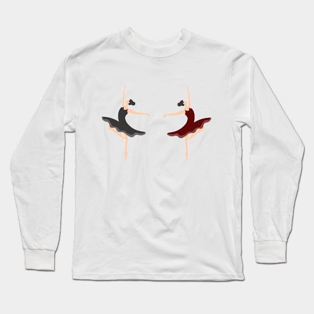 Twin Ballet Dancers Long Sleeve T-Shirt by FabledNight